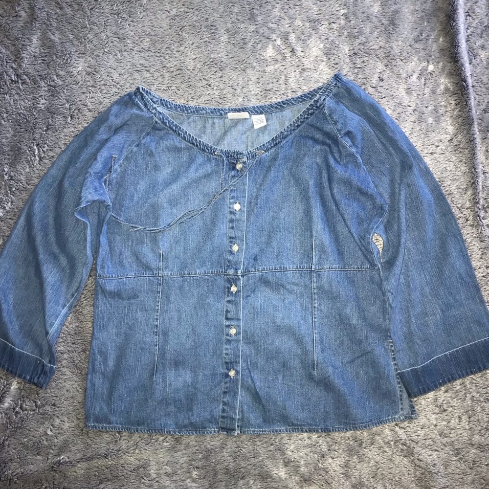PLUS size denim off the shoulders top